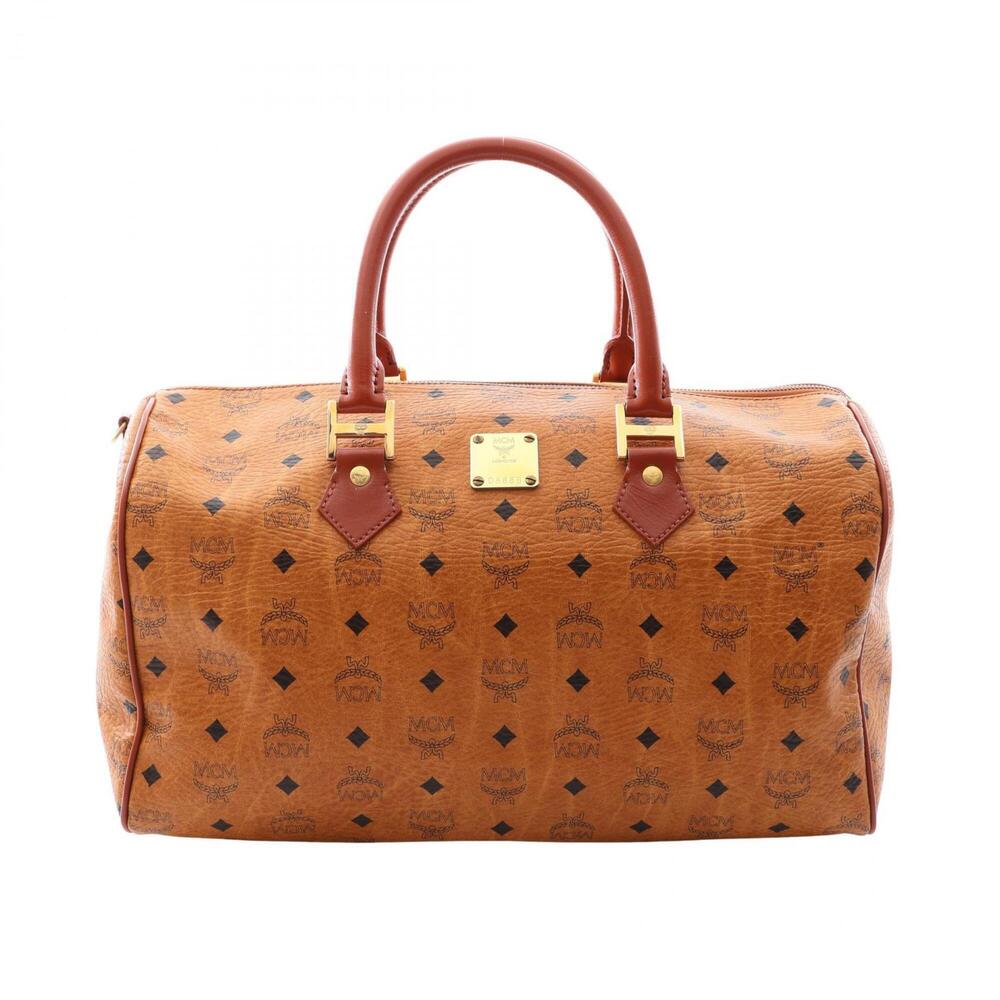 MCM Visetos Boston Bag/Handbag, Coated Canvas Leather, Men's/Women's, Brown